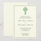 カトリック アイルランド ケルトクロス グリーン アイボリー 招待状 (正面/裏面)
