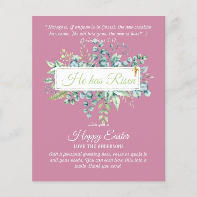 カトリック イースター カード 宗教的な詩 聖書の引用 (正面)