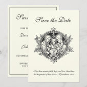 カトリック エレガント アイボリー 聖家族 Save The Date セーブザデート (正面/裏面)