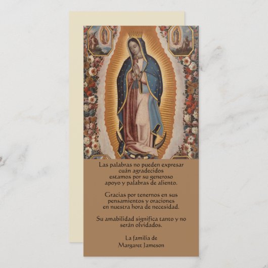 カトリック·グアダルーペ葬スペインの儀 サンキューカード (正面/裏面)