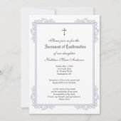 カトリック シルバー 確認の証 ドヴェ ピンクのバラ 招待状 (正面)