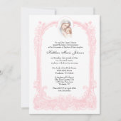 カトリック  ピンク 洗礼 誕生 マリア イエス 招待状 (正面)