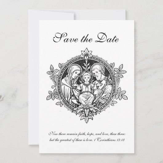 カトリック ブラック＆ホワイト 聖家族 セーブザデート (正面)