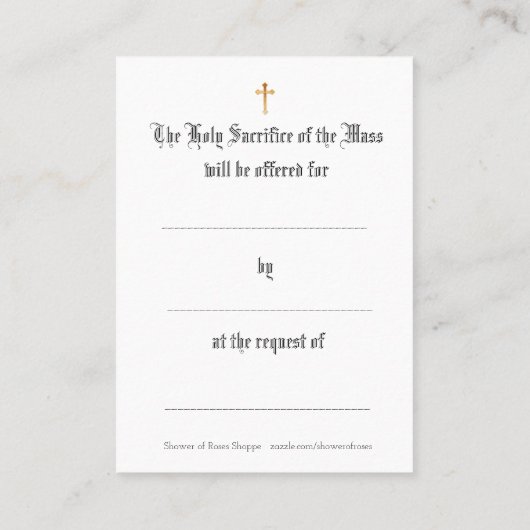 カトリック·マスが祈りの言葉聖書を提供 名刺 (裏面)