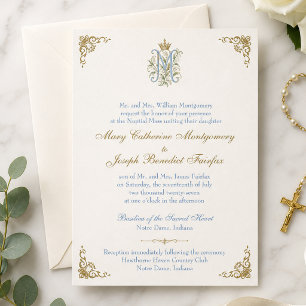 カトリック・マリアのモノグラム 結婚式+ミサのウェディング 招待状