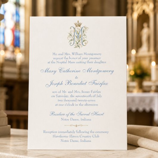 カトリック・マリアのモノグラム 結婚式+ミサのウェディング 招待状