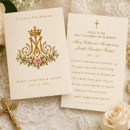 カトリック・マリア十字架と花の結婚祈祷カード
