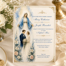 カトリック・マリア風の花柄の結婚式(ナプティアル・マス)ウェディング