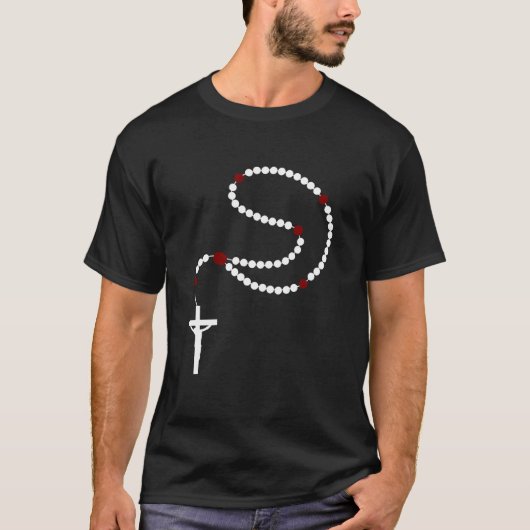 カトリック ロザリオ 十字架 キリスト教の信仰 Tシャツ (正面)