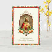 カトリック 初聖体 優雅なイエス ローズ カード (黄色い花)