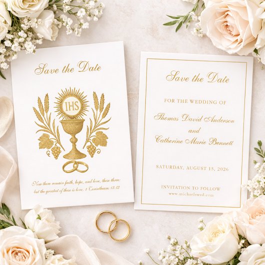 カトリック 結婚式 エレガント Save the Date セーブザデート
