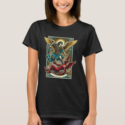カトリック 聖ミカエル大天使への祈り Tシャツ (正面)