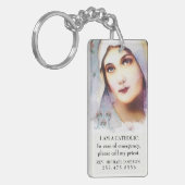 カトリックIDヴァージンメアリヴィンテージピンクローズ キーホルダー (正面左)