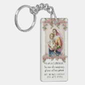 カトリックIDヴァージンメアリーベビーイエズピンクローズ キーホルダー (正面左)