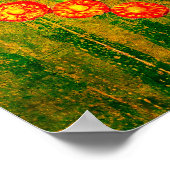 カトリナW/Hat、オレンジ色の花と青い金ゴールドラッフルズ ポスター (角)