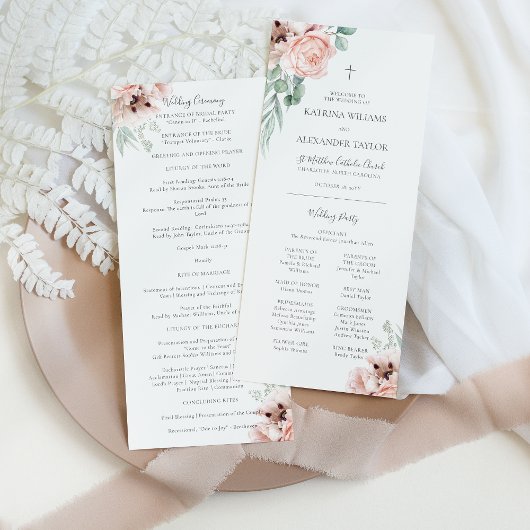 カトリーナピンクフローラカトリック結婚式 プログラムミサ