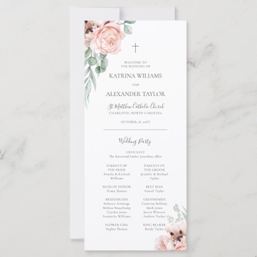 カトリーナピンクフローラカトリック結婚式 プログラムミサ (正面)