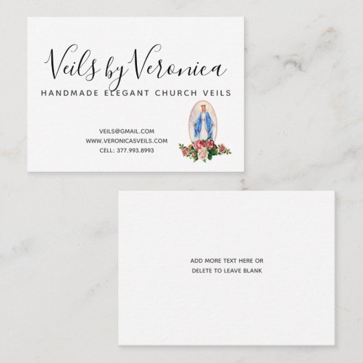 カトリ伝統的ックヴァージンマリー宗教バラ 名刺 (正面/裏面)