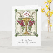 カトリ伝統的ック初の聖餐会祈りの言葉 カード (黄色い花)