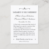 カトリ結婚ックのステンドグラス聖書 名刺 (裏面)