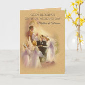 カトリ結婚ックの聖職者エンジェルズ新郎 カード (黄色い花)