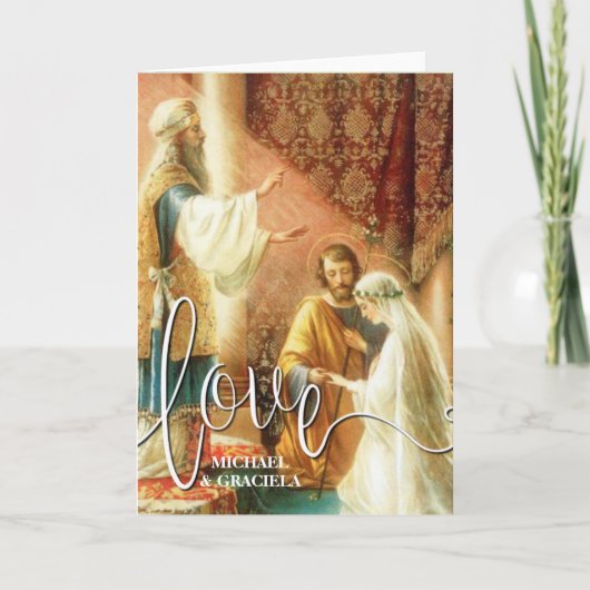 カトリ結婚ック祈りの言葉の白いラブ脚本の重ね書き カード (正面)