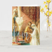 カトリ結婚ック祈りの言葉の白いラブ脚本の重ね書き カード (黄色い花)