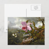 カトレアのランと2匹のハチドリ ポストカード (正面/裏面)