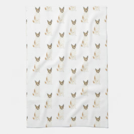 カトレドッグヘラー（赤い白） キッチンタオル