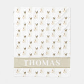 カトレドッグヘラー（赤白）ピンク&ホワイト フリースブランケット (正面)