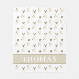 カトレドッグヘラー（赤白）ピンク&ホワイト フリースブランケット