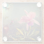 カトレヤオーキッドと3つのハミングバードのヒード ガラスコースター (裏面)