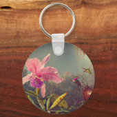 カトレヤオーキッドと3つのハミングバードのヒード キーホルダー (正面)