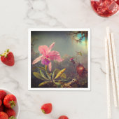 カトレヤオーキッドと3つのハミングバードのヒード スタンダードカクテルナプキン (インサイチュ)