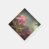 カトレヤオーキッドと3つのハミングバードのヒード スタンダードカクテルナプキン (角)