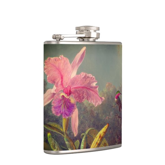 カトレヤオーキッドと3つのハミングバードのヒード フラスク (右)