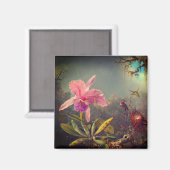 カトレヤオーキッドと3つのハミングバードのヒード マグネット (正面/裏面)