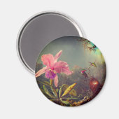 カトレヤオーキッドと3つのハミングバードのヒード マグネット (正面/裏面)