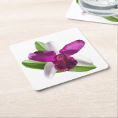 カトレヤオーキッドフラワー スクエアペーパーコースター (アングル)