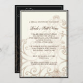 カトレヤオーキッドブラッククリーム – ブライダルシャワー招待状 招待状 (正面/裏面)