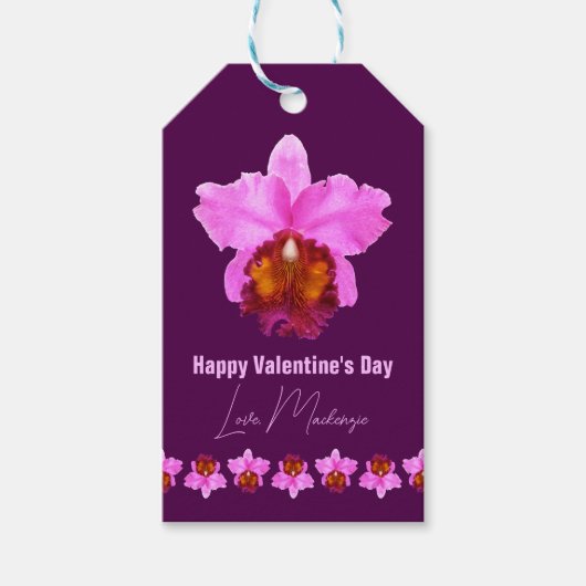 カトレヤパーソナライズされたオーキッドモチーフプリント ギフトタグ (正面)