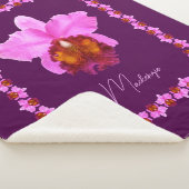 カトレヤパーソナライズされたオーキッドモチーフプリント シェルパブランケット (3/4)