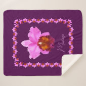 カトレヤパーソナライズされたオーキッドモチーフプリント シェルパブランケット (正面(横))