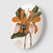 カトレヤベルティナヴィンテージリンデニアオーキッド ラージ壁時計 (傾斜)