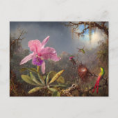 カトレヤ・オーキッドと3羽のハミングバード インビテーションポストカード (正面)