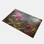 カトレヤ・オーキッドと3羽のハミングバード ドアマット (アングル)