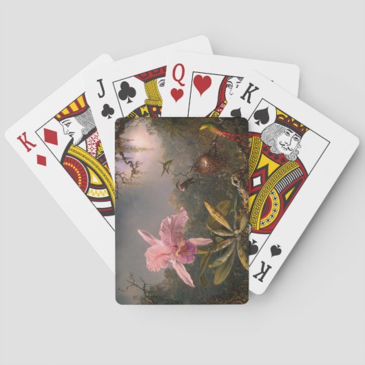 カトレヤ・オーキッドと3羽のハミングバード（ヒード） トランプ (裏面)