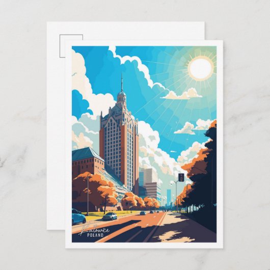 カトヴィースポーランドアートヴィンテージトラベルイラストレーション ポストカード (正面/裏面)