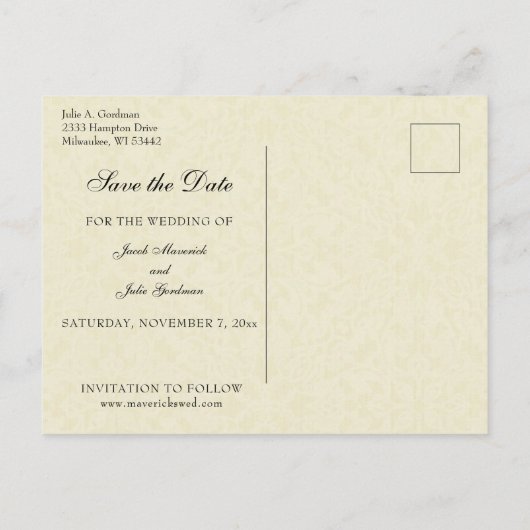 カト伝統的リックが日付を結婚救う 案内ポストカード (裏面)