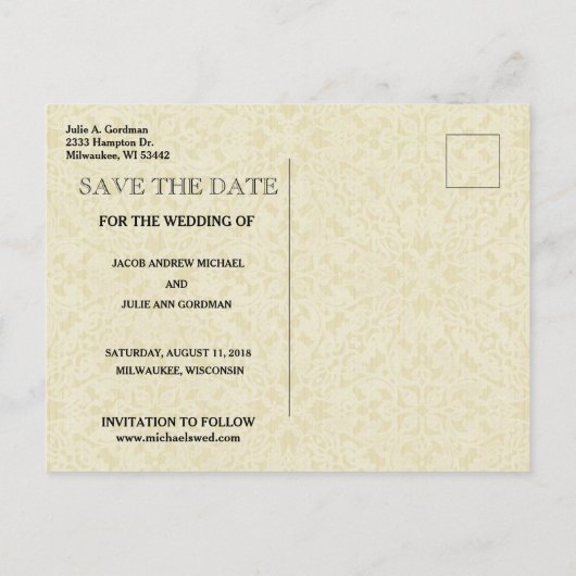 カト伝統的リックが日付を結婚救う 案内ポストカード (裏面)